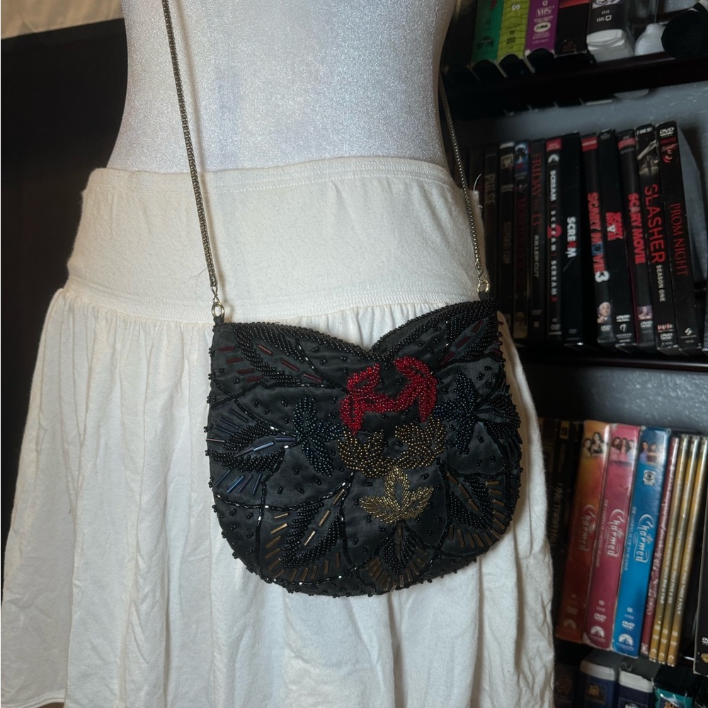 Elegant Black Beaded Women's Bag